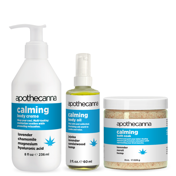 Calming Sets | CBD Creme, Body Oil and Bath Soak | Apothecanna
